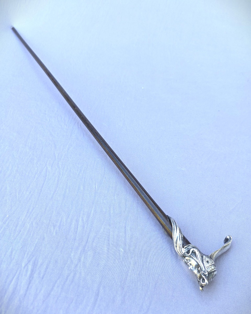 Art Nouveau Cane With Silver-plated Bronze Knob-photo-2