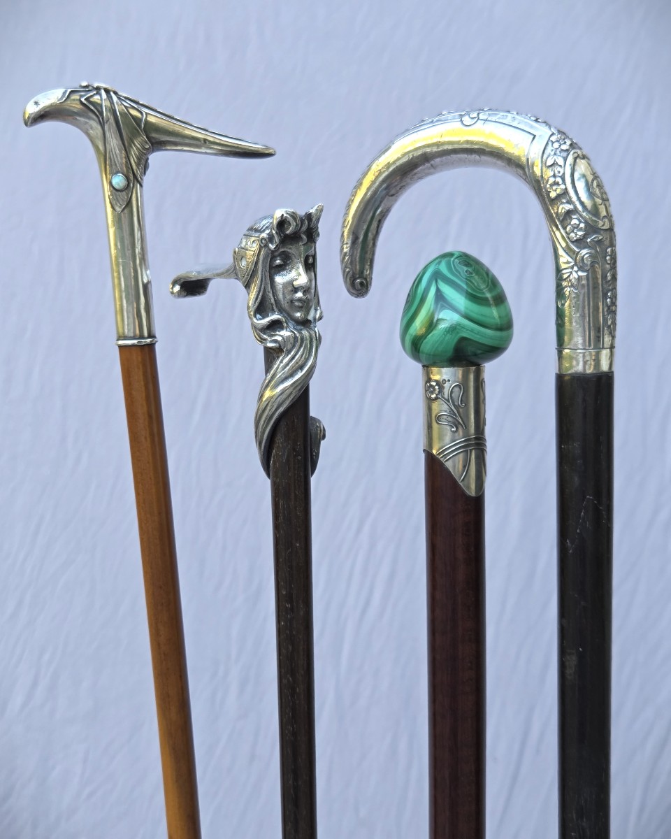 Art Nouveau Cane With Silver-plated Bronze Knob-photo-4