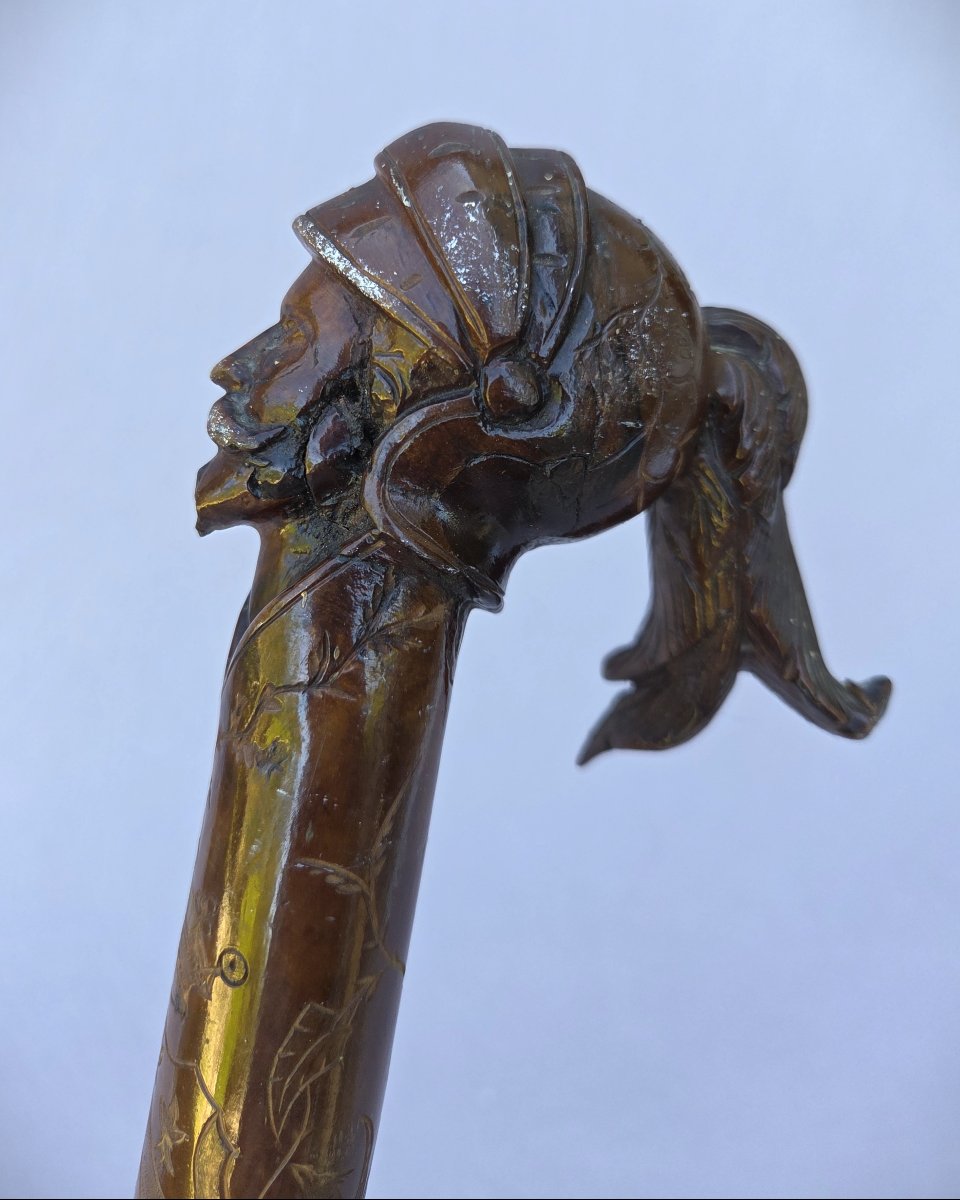 18th Century Cane, Coat Of Arms Under Marquis Crown, Carved Wood-photo-1