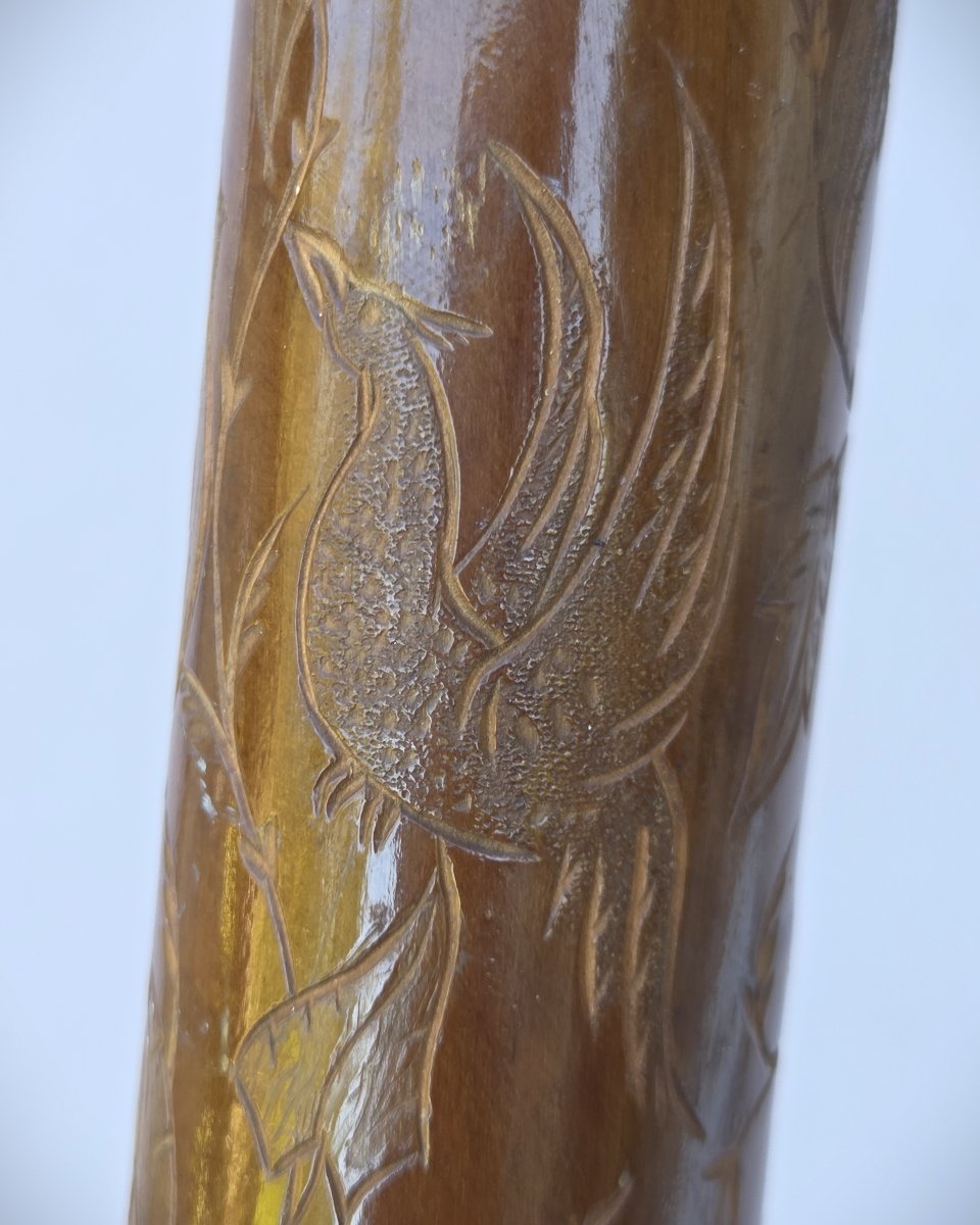 18th Century Cane, Coat Of Arms Under Marquis Crown, Carved Wood-photo-3