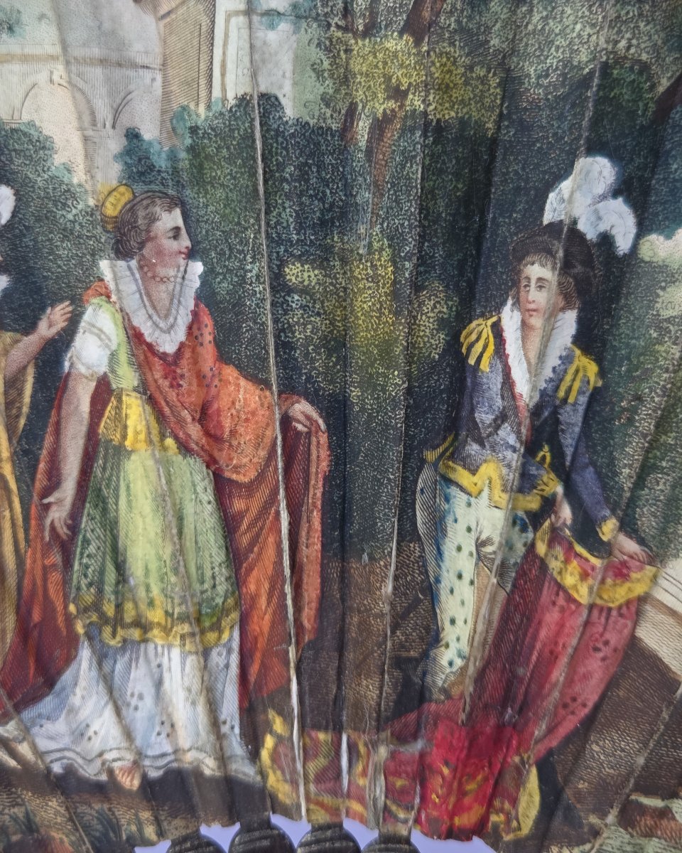 Antique Fan, Circa 1800, Elizabeth I Of England And The Earl Of Essex-photo-4