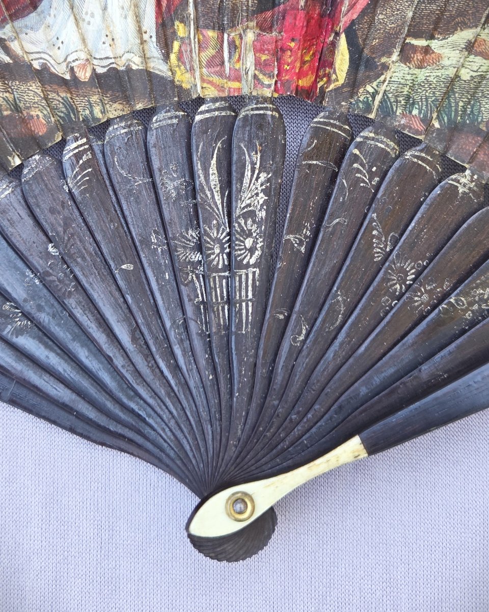 Antique Fan, Circa 1800, Elizabeth I Of England And The Earl Of Essex-photo-3