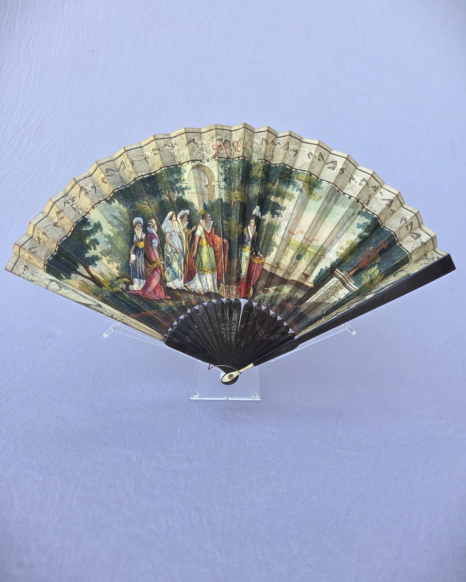 Antique Fan, Circa 1800, Elizabeth I Of England And The Earl Of Essex