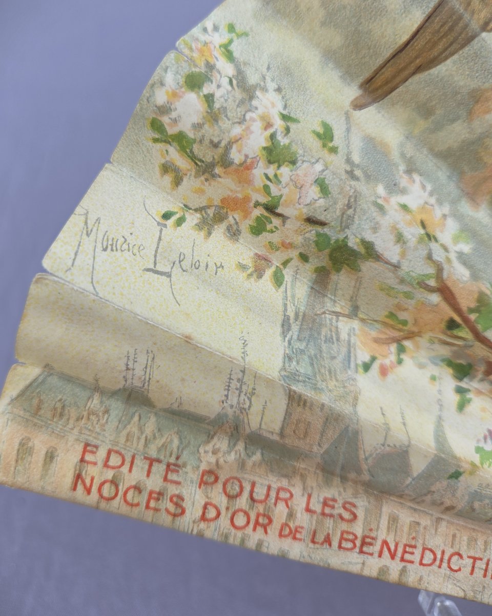 Eventail Noces d’or de la Bénédictine d’après Maurice Leloir-photo-3