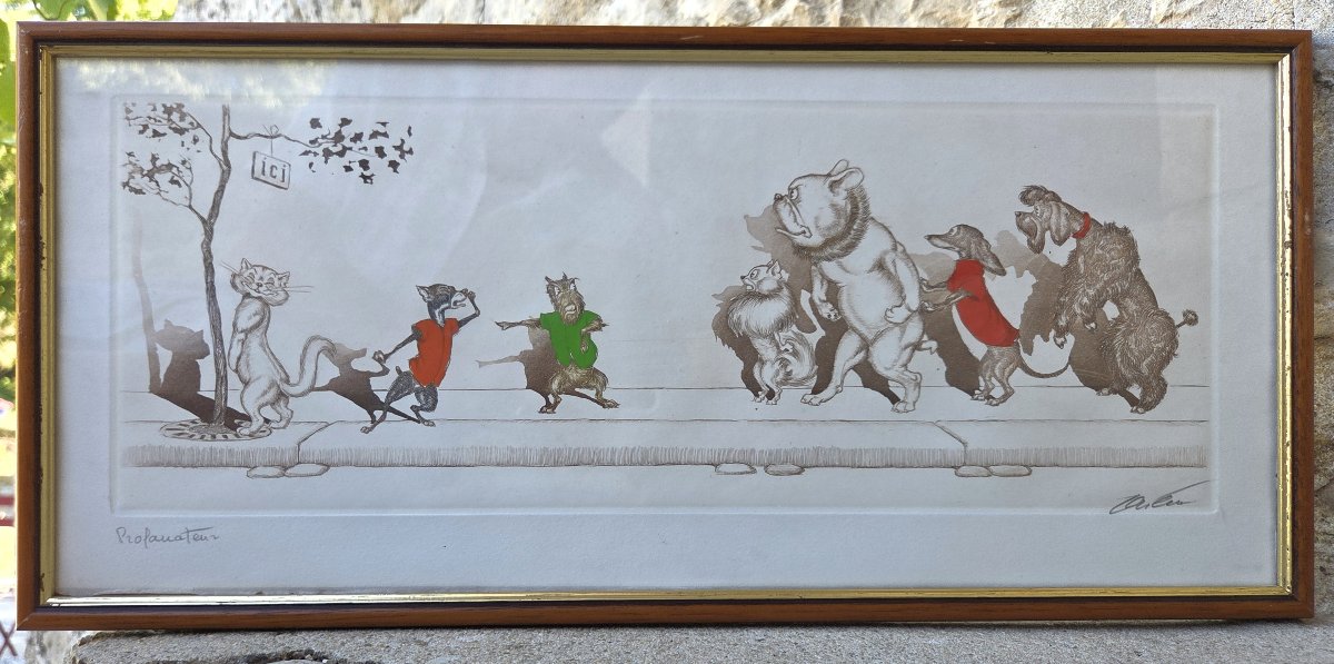 Gravures Humoristique, Les chiens de Paris, Boris O’Klein 1893 – 1985  