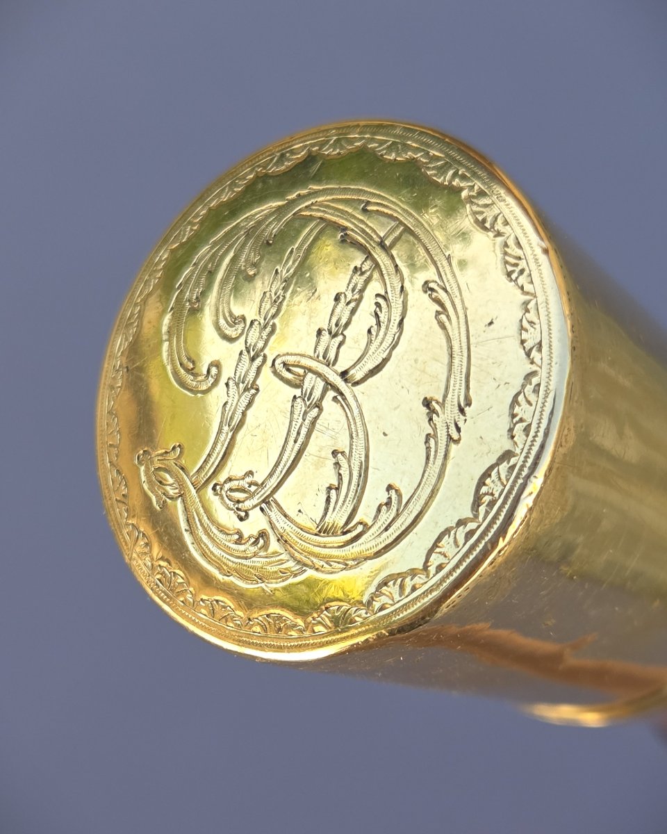 Canne XVIIIe siècle au pommeau en or 18 carats, Monogramme BD-photo-2