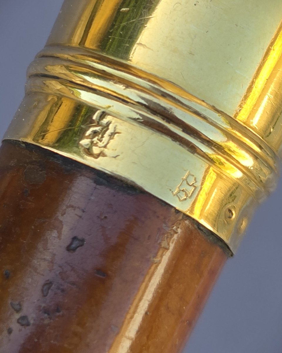 Canne XVIIIe siècle au pommeau en or 18 carats, Monogramme BD-photo-3