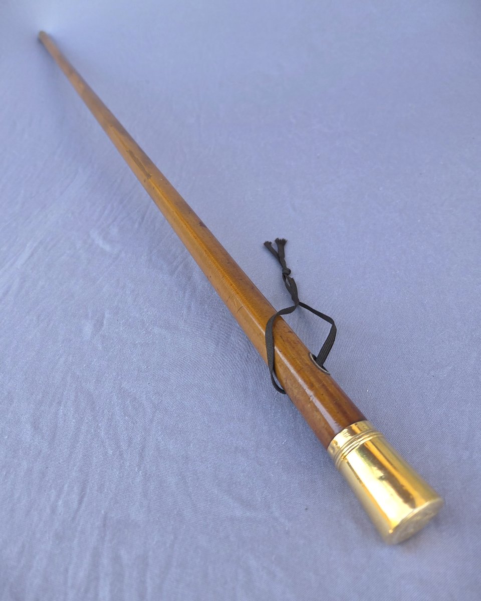 Canne XVIIIe siècle au pommeau en or 18 carats, Monogramme BD-photo-1