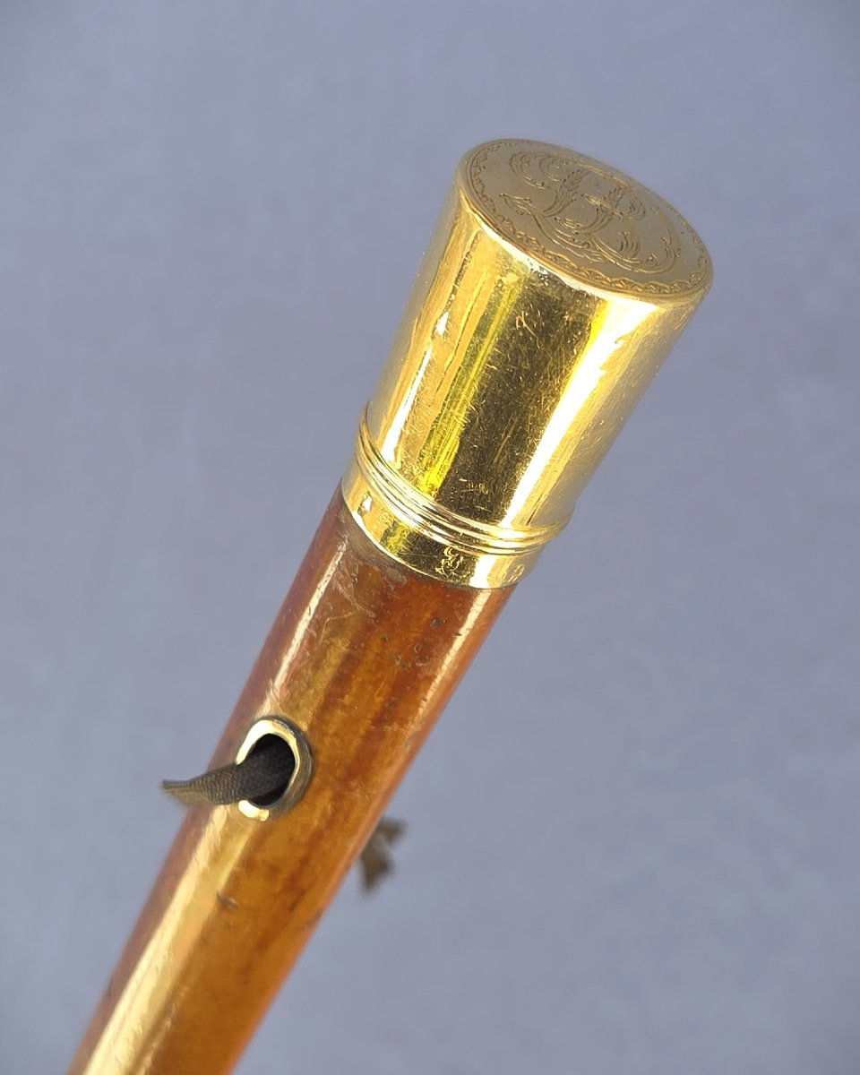 Canne XVIIIe siècle au pommeau en or 18 carats, Monogramme BD