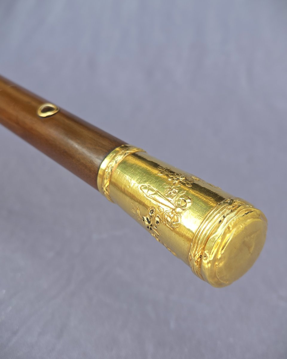 Canne ancienne au pommeau en or 18 carats, XIXe siècle-photo-2