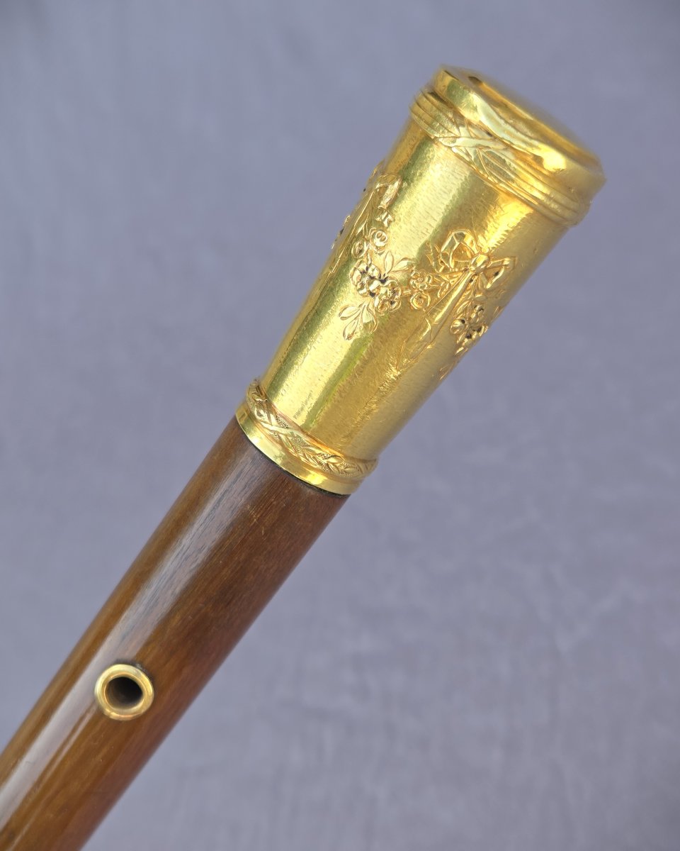 Canne ancienne au pommeau en or 18 carats, XIXe siècle