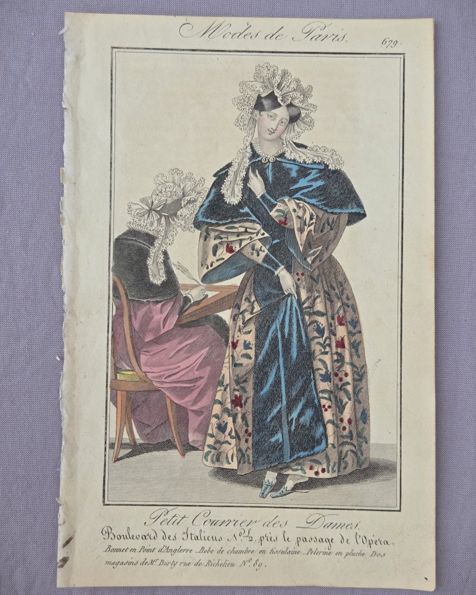 Lot de 10 gravures de mode 1827, Modes de Paris, Petit Courrier des Dames-photo-4