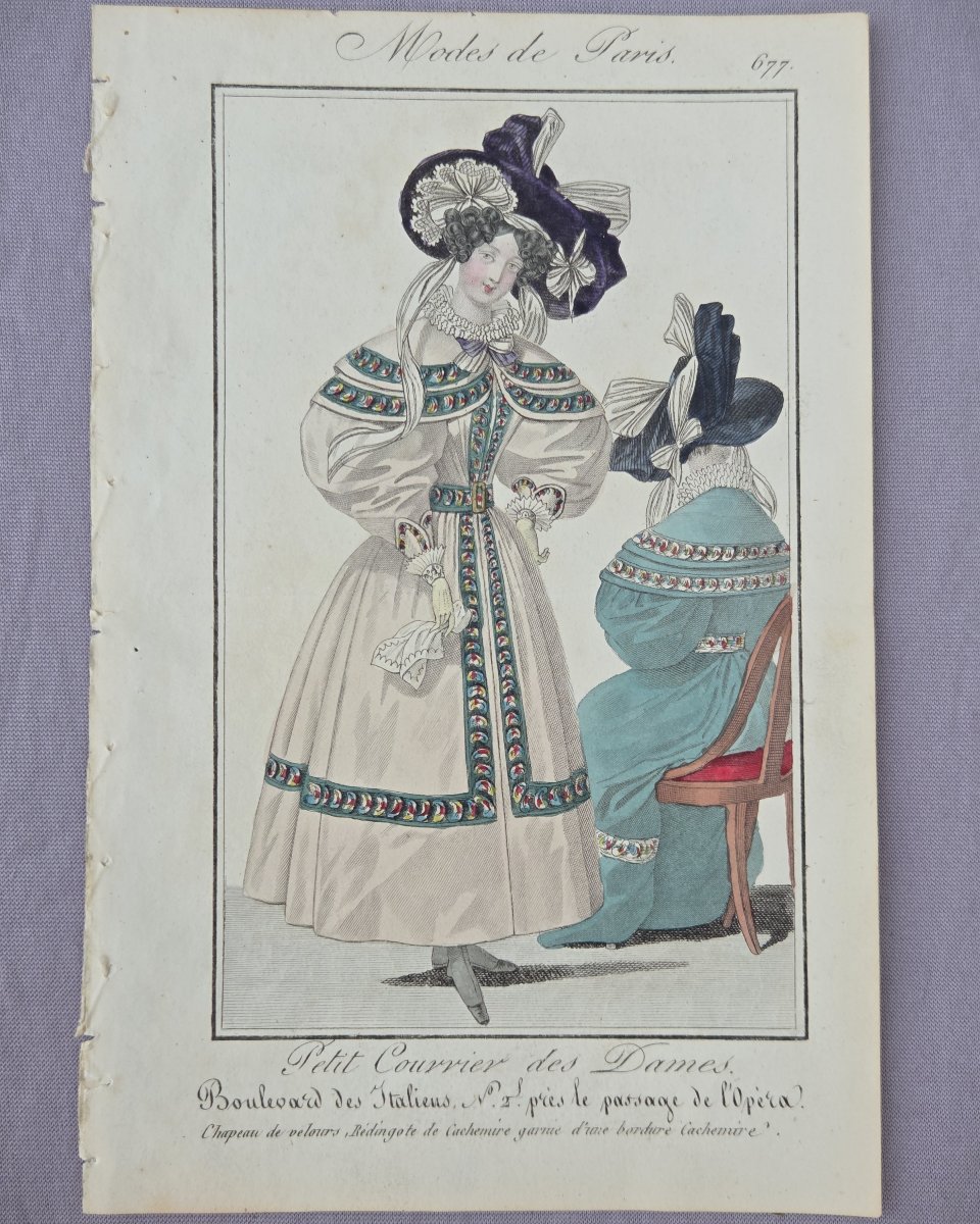 Lot de 10 gravures de mode 1827, Modes de Paris, Petit Courrier des Dames-photo-5