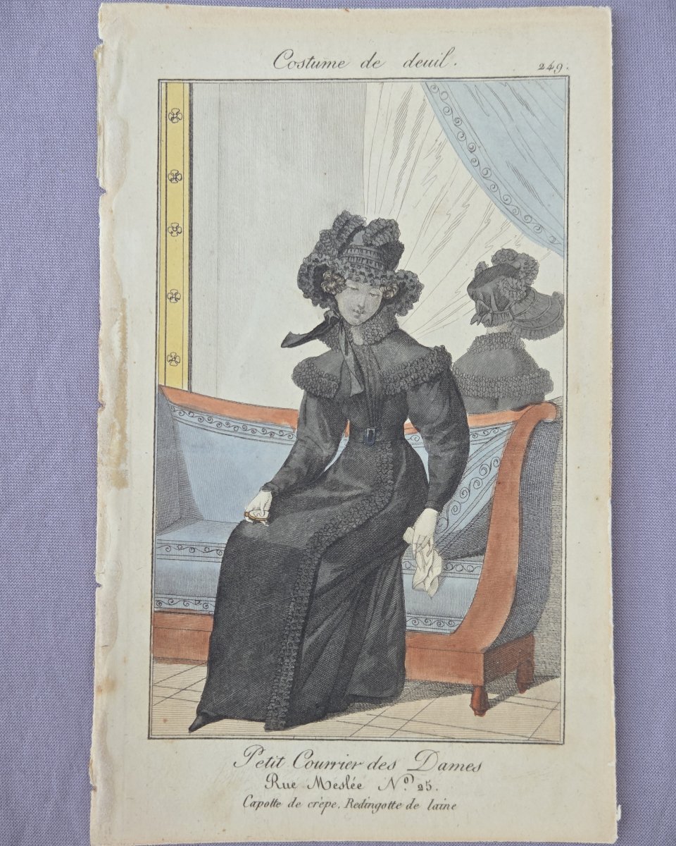 Lot de 10 gravures de mode 1827, Modes de Paris, Petit Courrier des Dames-photo-7