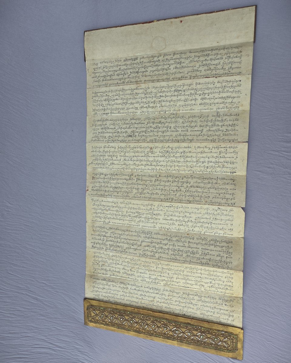 Manuscrit pliant Sutras Bouddhiste, Birmanie, fin du XIXe siècle-photo-2