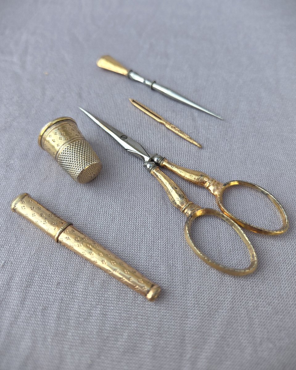 19th-century 18-karat Gold Sewing And Embroidery Kit-photo-2