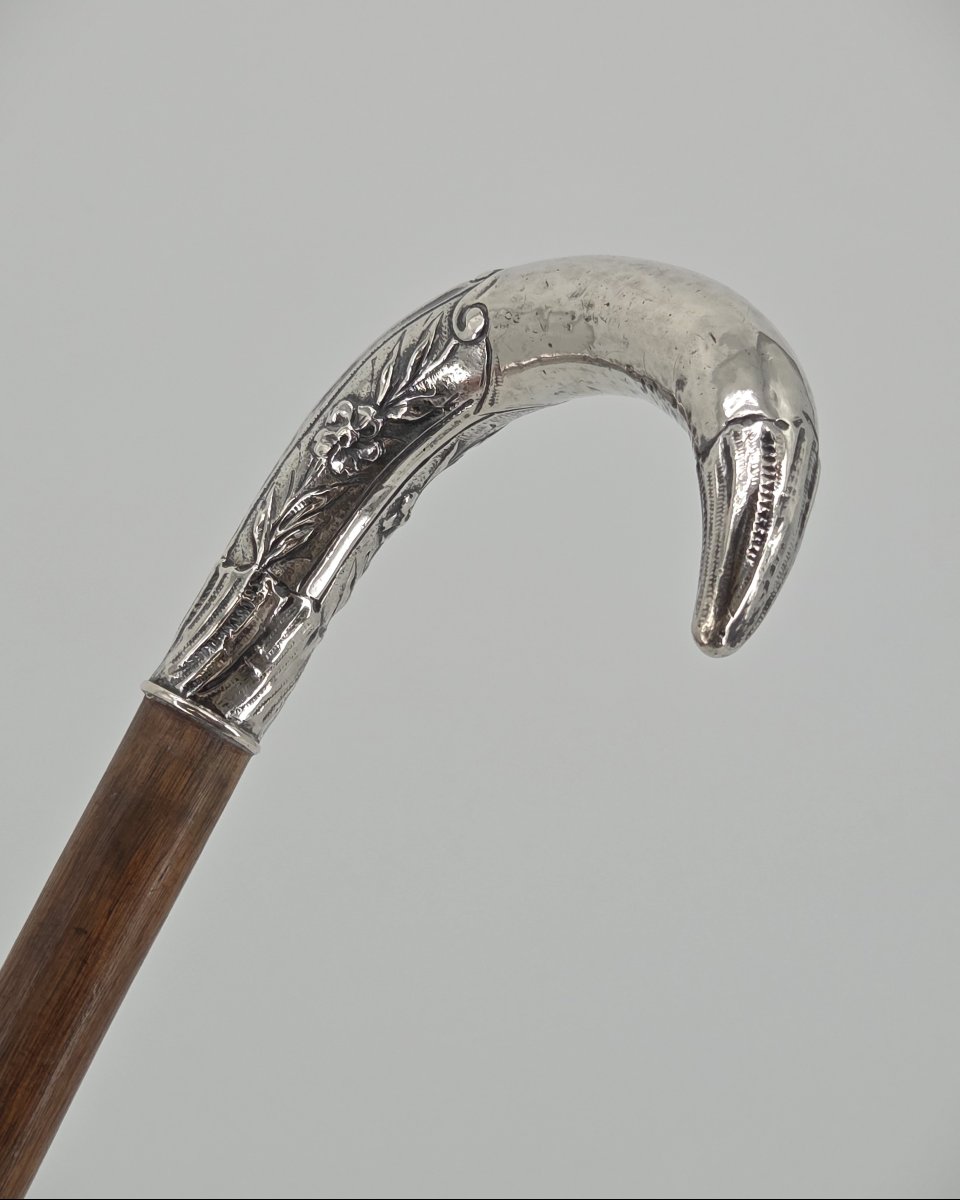Canne Art Nouveau au pommeau en argent-photo-2