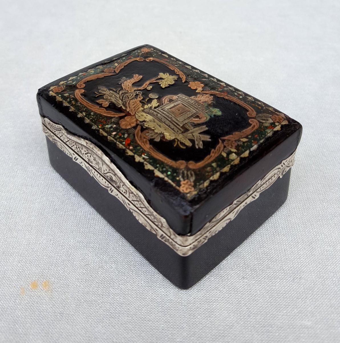 Boîte à mouche écaille et argent, XVIIIe siècle -photo-2