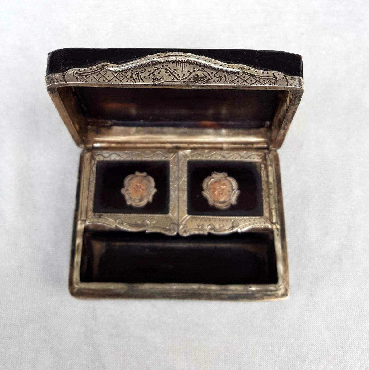 Boîte à mouche écaille et argent, XVIIIe siècle -photo-4