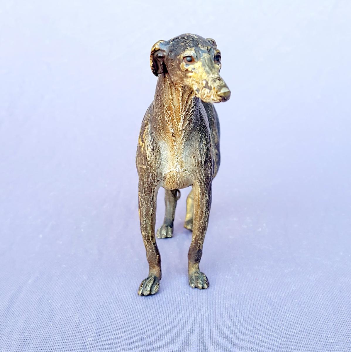 Vienna Bronze Figurine, Greyhound, Dog, Old Edition-photo-2