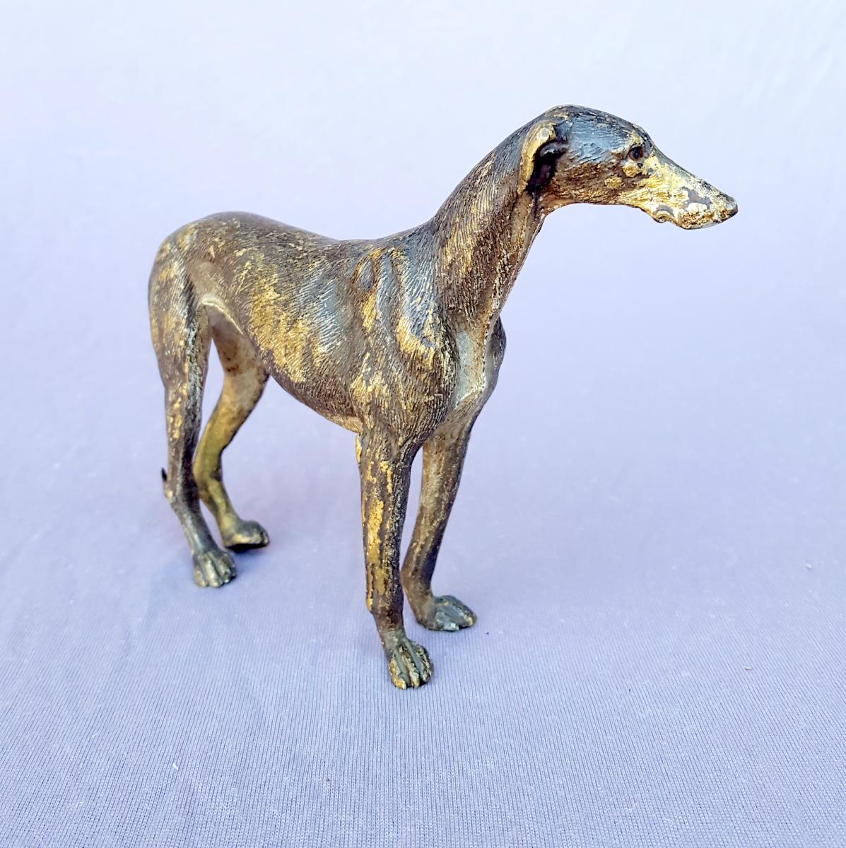 Vienna Bronze Figurine, Greyhound, Dog, Old Edition-photo-3