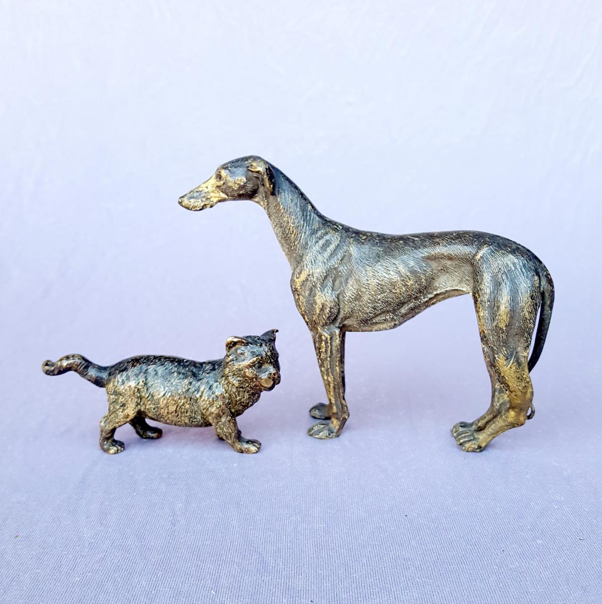 Vienna Bronze Figurine, Greyhound, Dog, Old Edition-photo-3