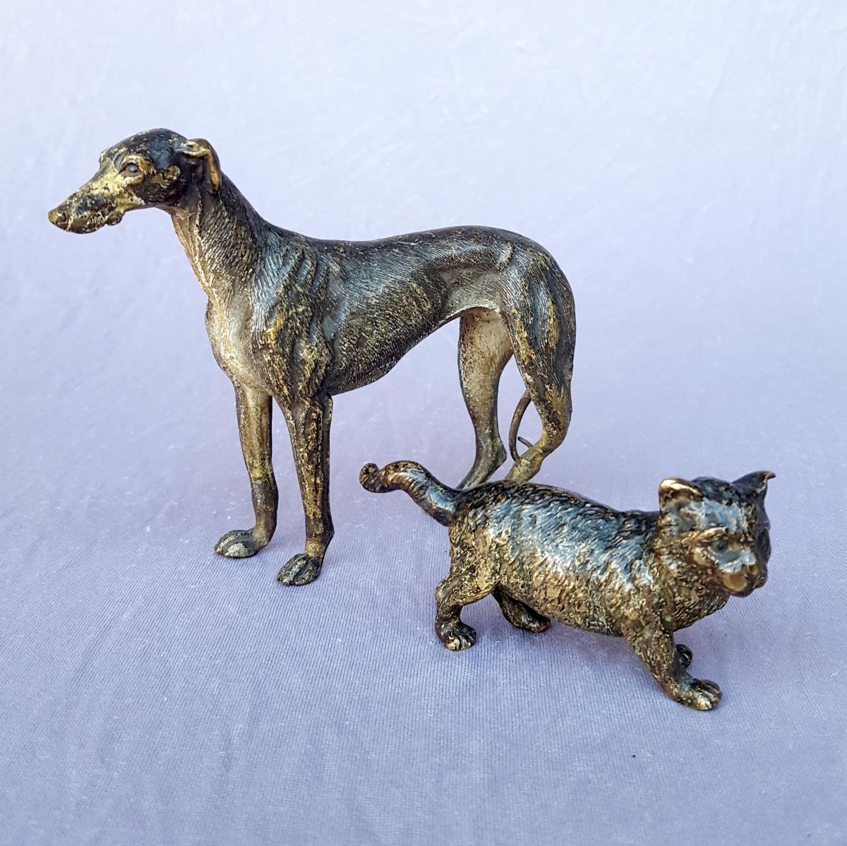 Vienna Bronze Figurine, Greyhound, Dog, Old Edition-photo-4
