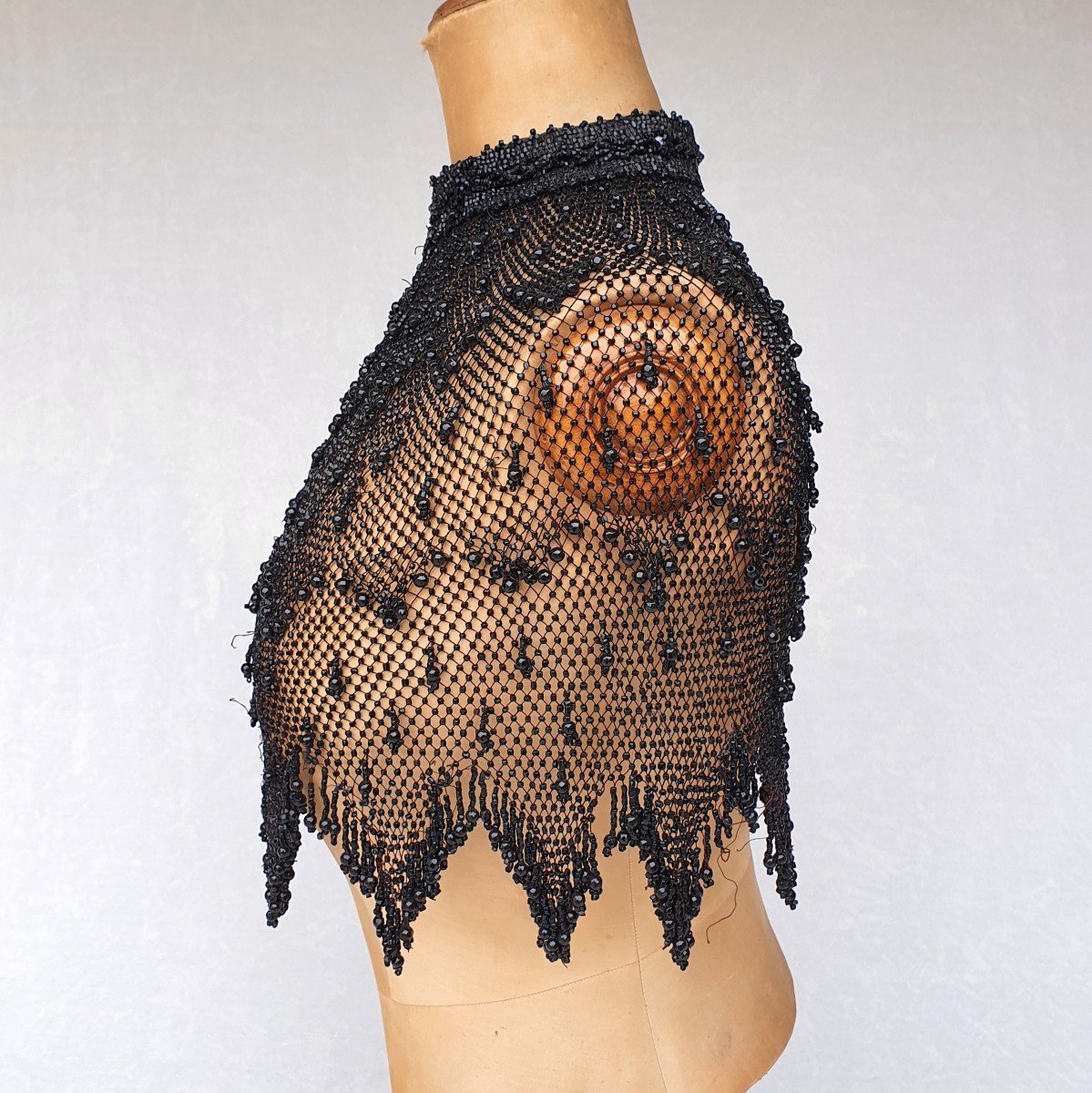 Cape, Collar Entirely In Jet Beads, Circa 1890-photo-3