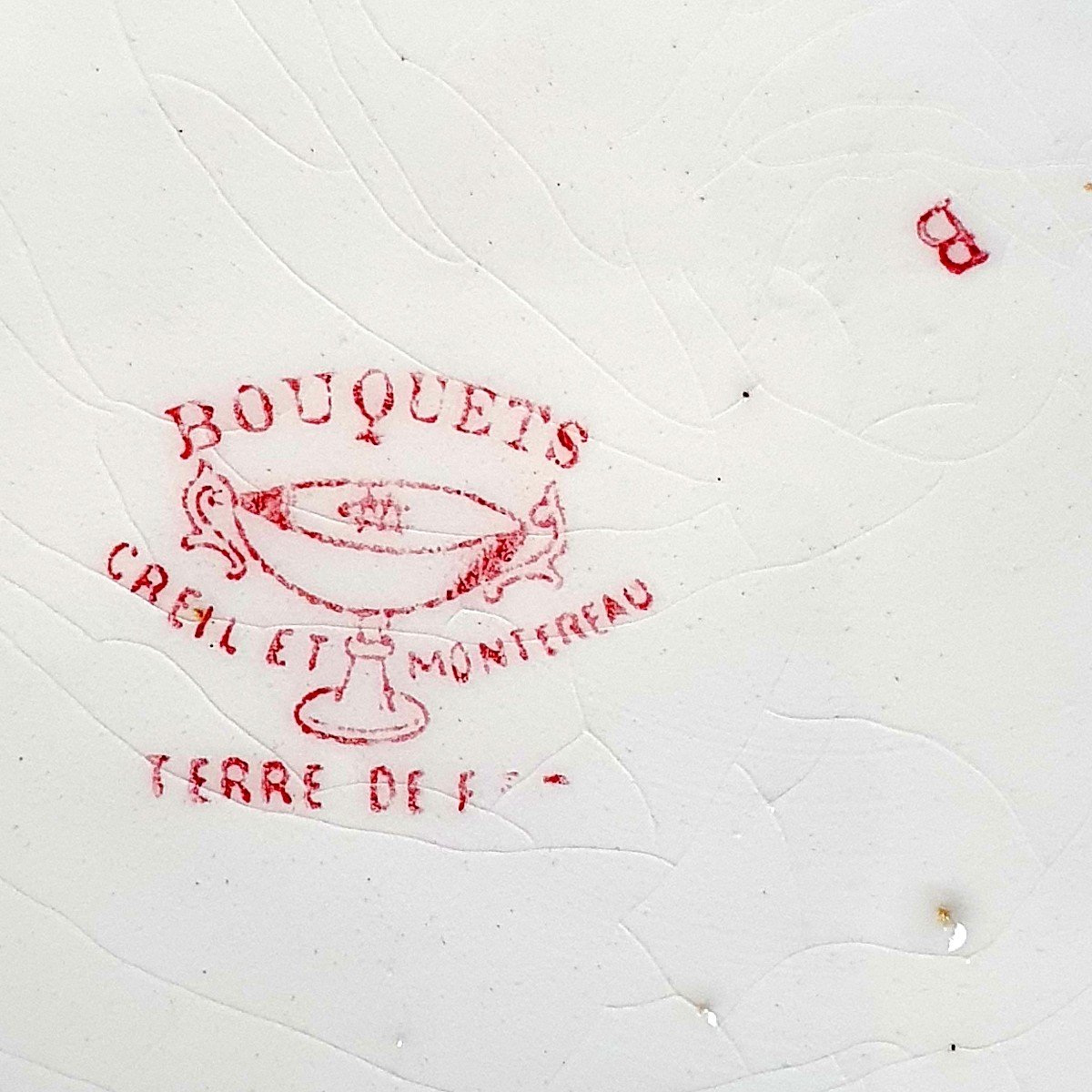 Creil Et Montereau, French Antique Wash Bowl And Pitcher Set,  Late 19th Century-photo-3