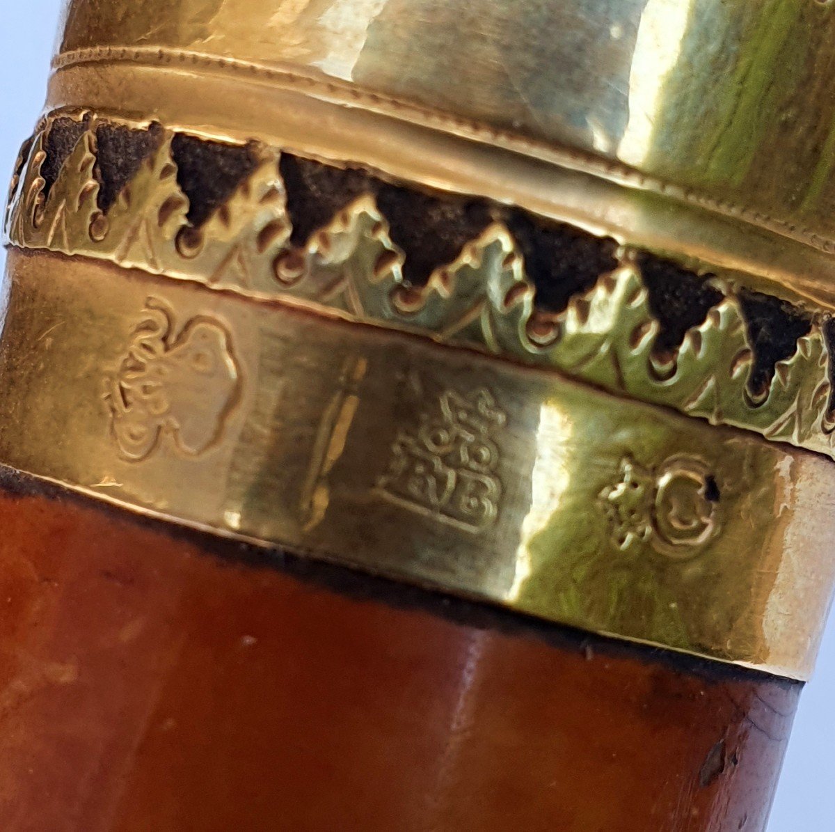 Canne ancienne pommeau or 18 carat, vers 1800-photo-2