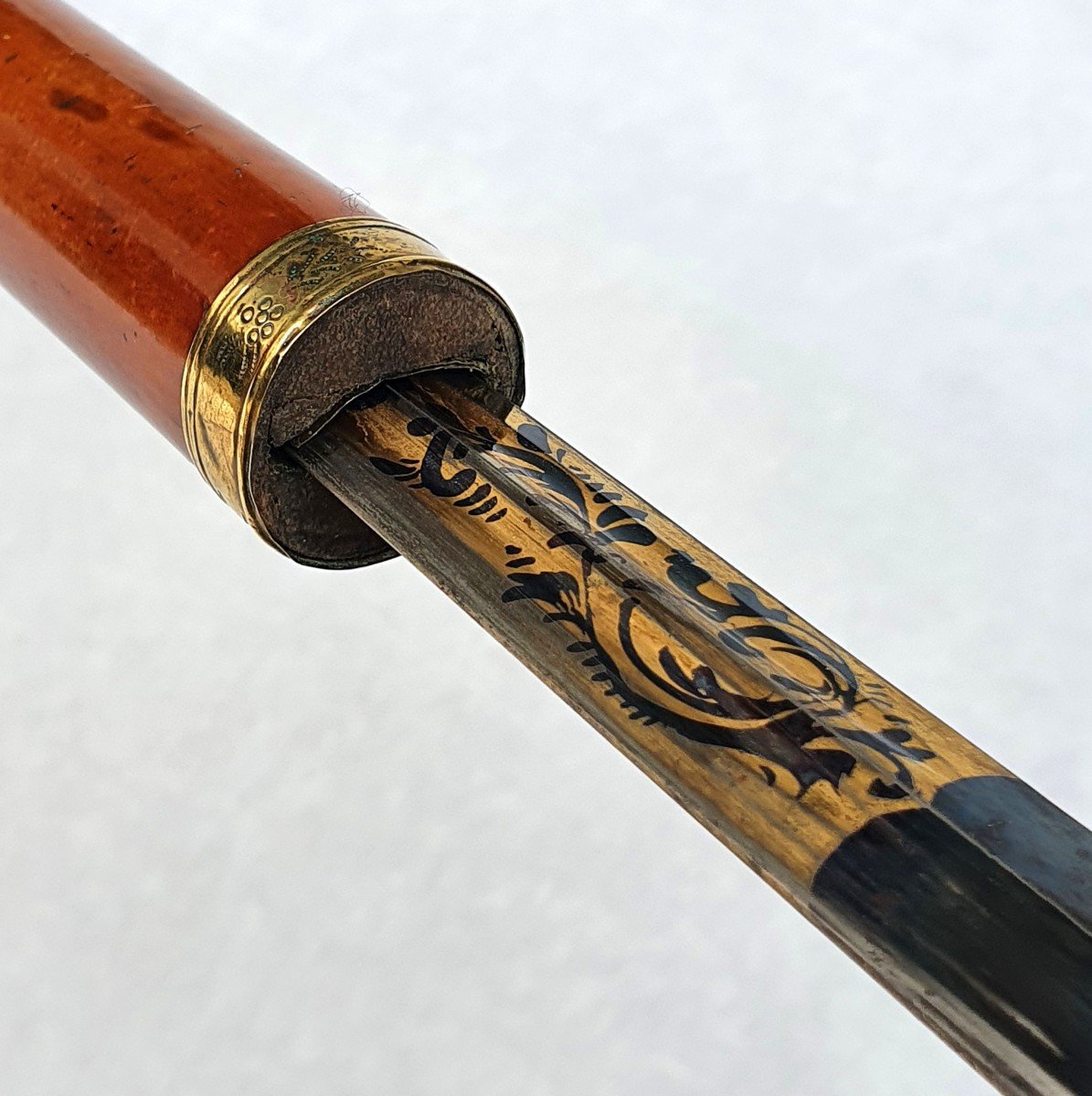 Strong Sword Cane, Beautiful Blued Blade, 19th Century-photo-2