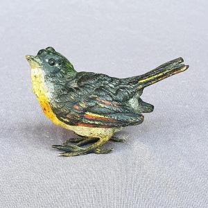 Oiseau en bronze de Vienne peint polychrome 