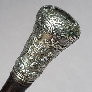 Antique Cane, Embossed Metal Knob “the Kidnapping Of Europe”