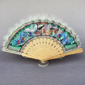 Antique Fan, 19th Century China, Sandalwood Frame