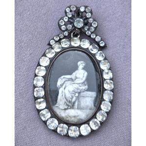 Médaillon argent et Strass début du XIX siècle