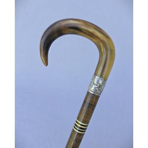 Canne entièrement en corne et os des années 1900