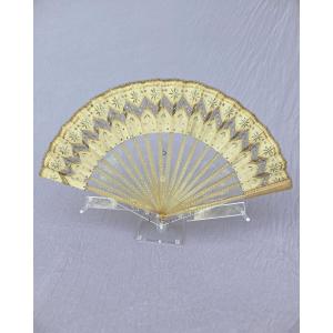 Horn And Sequined Silk Fan, Duvelleroy Paris, Circa 1910