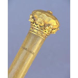 Cravache en corne et or de la maison Verdier à Paris, XIXe siècle