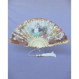 Antique Fan, Circa 1910, With A Painted Tulle Panel; The Fan Is In Perfect Condition And Ready For Use
