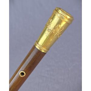 Canne ancienne au pommeau en or 18 carats, XIXe siècle