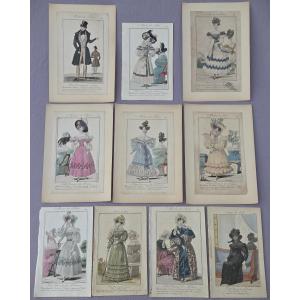 Set Of 10 Fashion Engravings From 1827, *modes De Paris*, *petit Courrier Des Dames*
