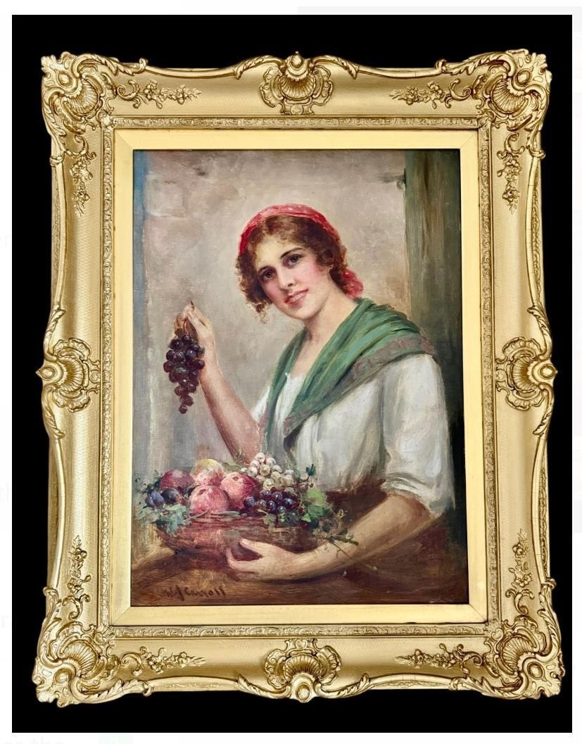 William Joseph Carroll (1842-1902) - Portrait à mi-corps d'une jolie jeune femme italienne