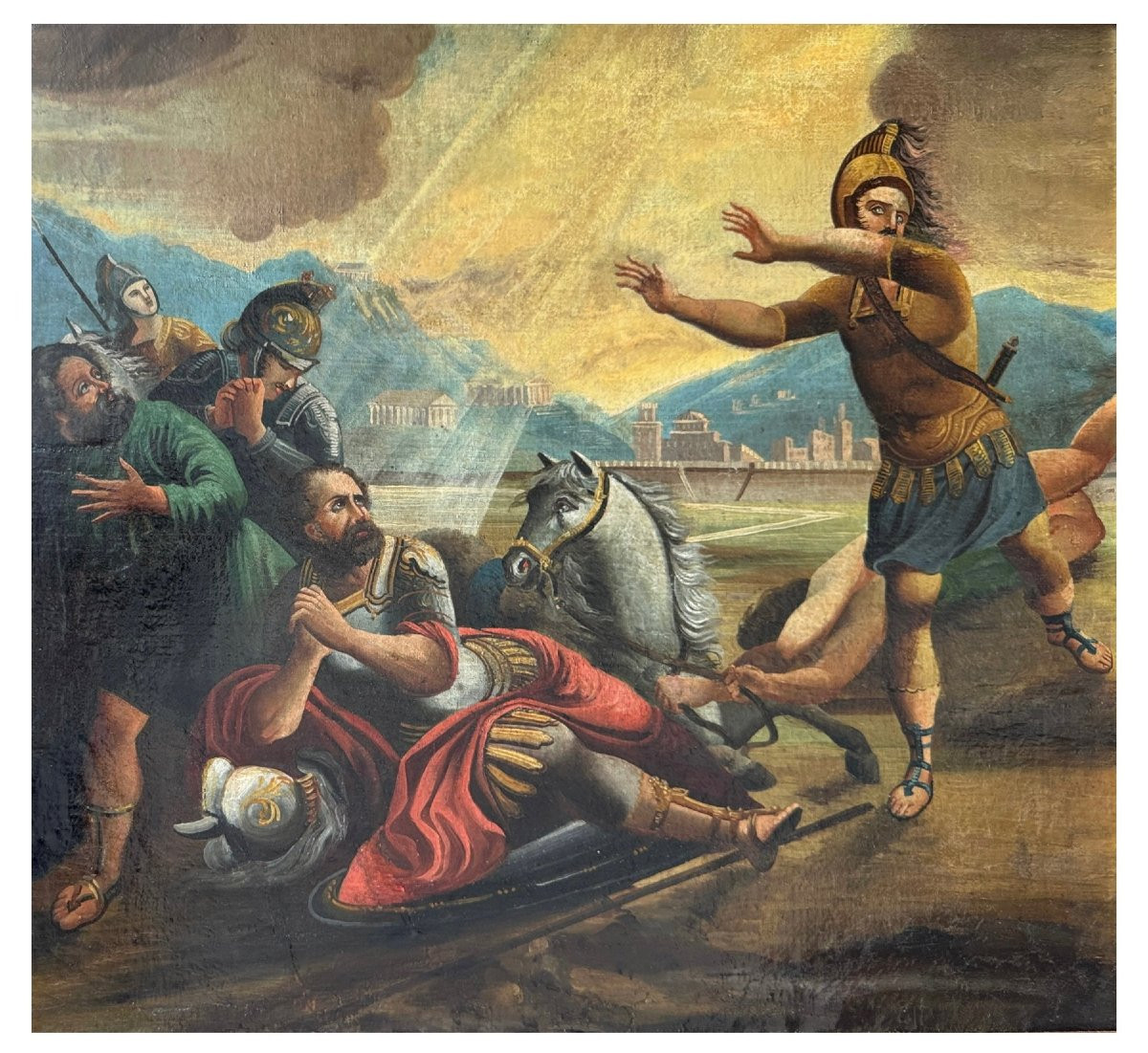 La Conversion de saint Paul, école italienne (XVIIIe), disciple d'Antonio Tempesta (1555-1630)-photo-2