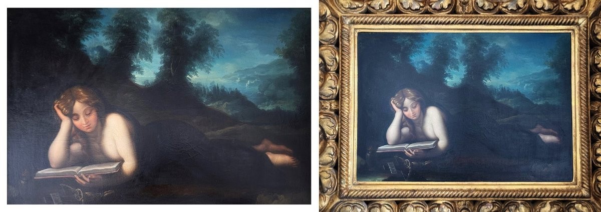 Saint Mary Magdalen Reading (reclining Magdalen), After Antonio Allegri Correggio (1489-1534)-photo-3