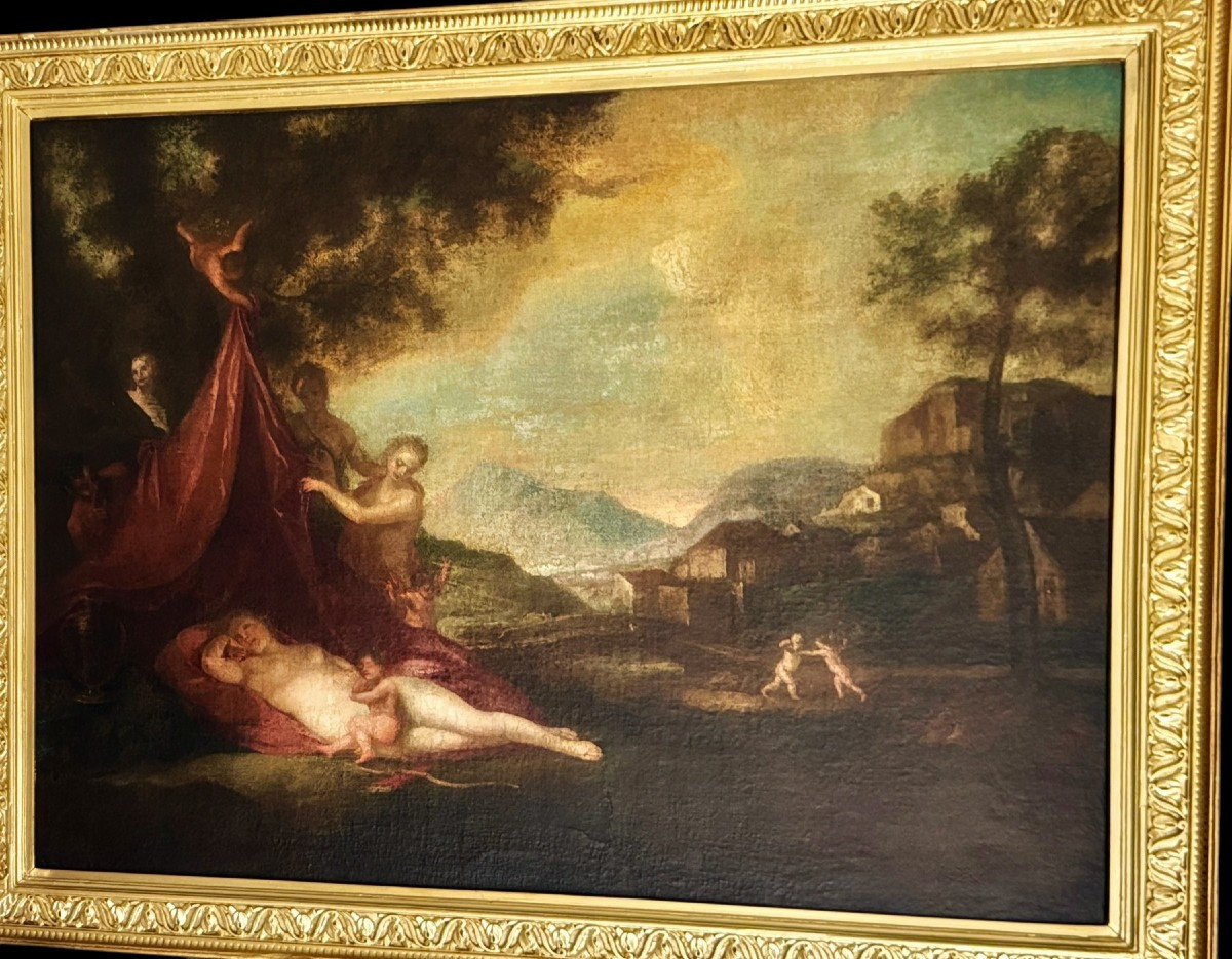 Vénus endormie, avec des satyres et des amours, disciple de Francesco Albani (1578-1660)-photo-3