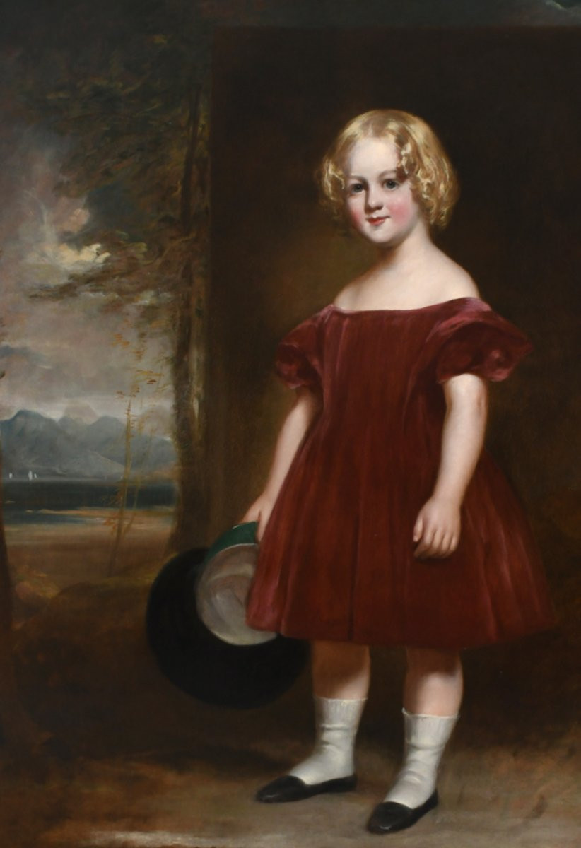 Portrait d'un jeune enfant en tenue d'époque au bord du lac, Sir Daniel Macnee (1806-1882)-photo-2