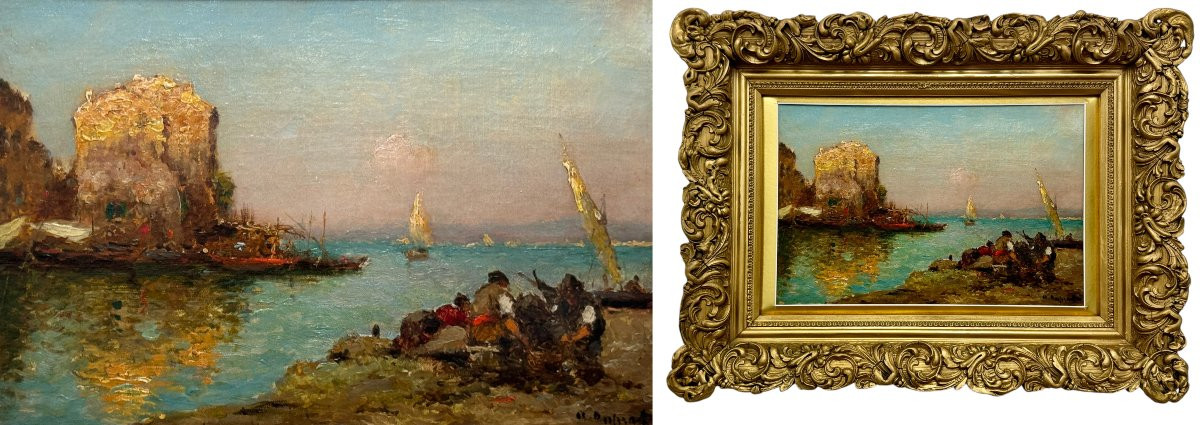 Una vista sul mare veneziana al tramonto, Albert Ferdinand Duprat (1882 - 1974)-photo-3