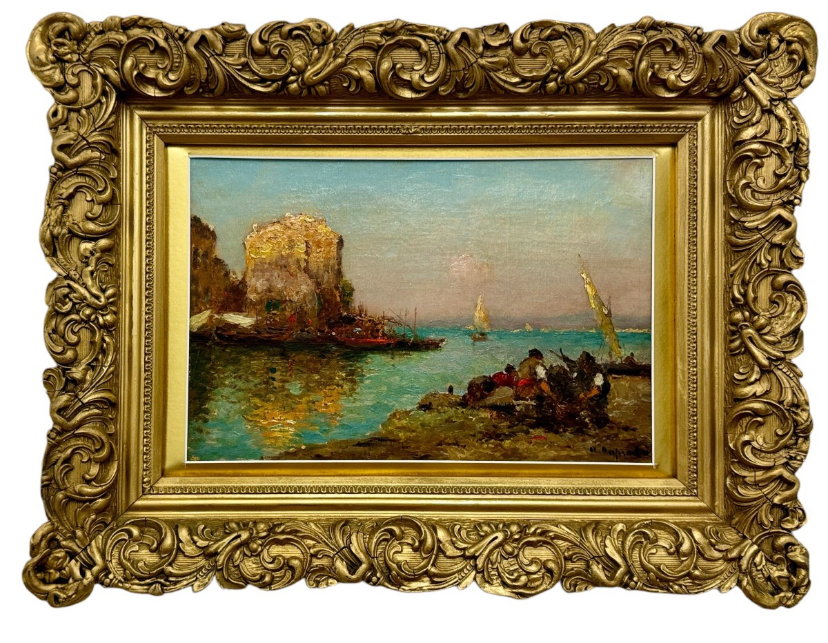 Una vista sul mare veneziana al tramonto, Albert Ferdinand Duprat (1882 - 1974)