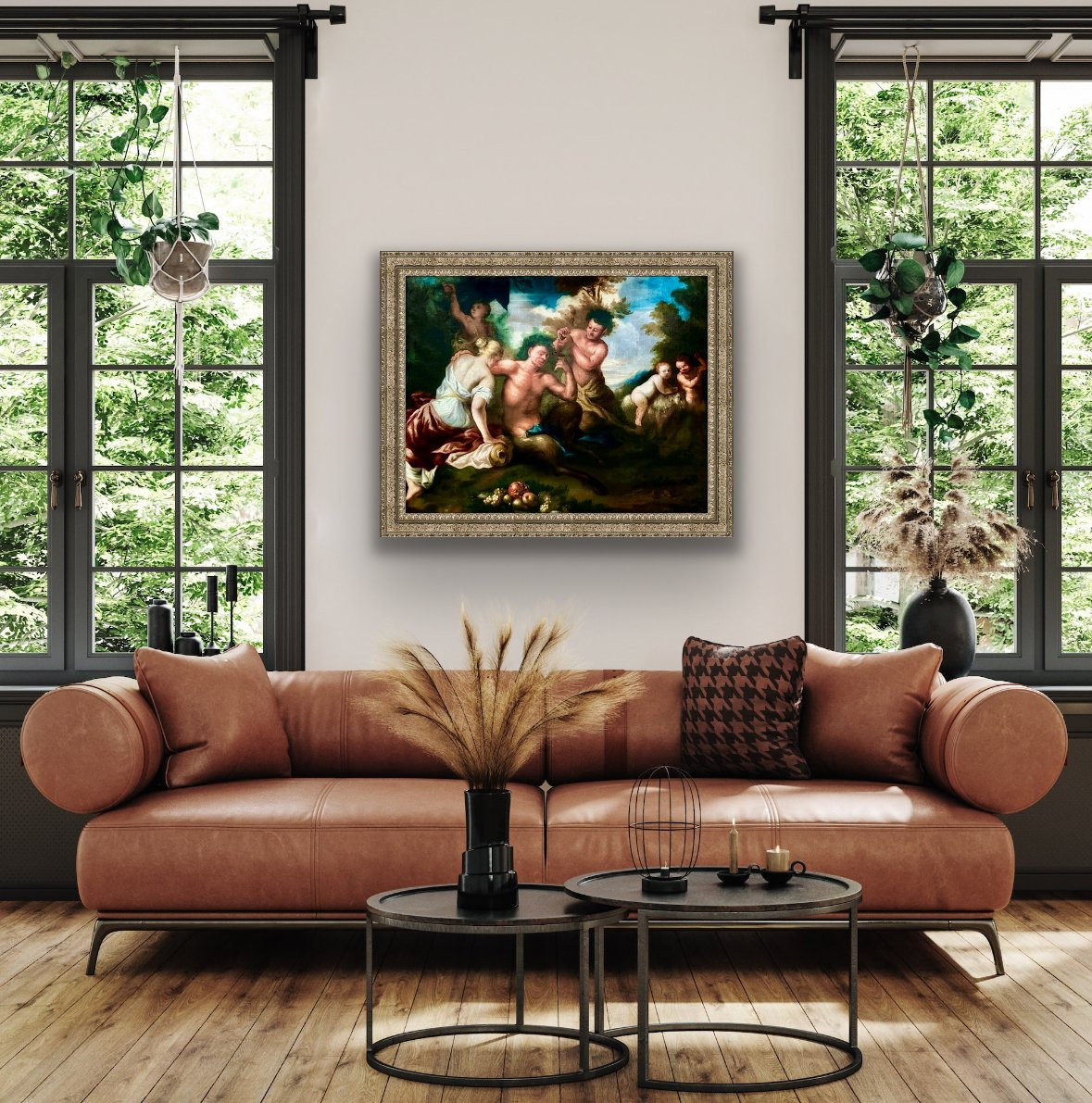 Faune couché d'après une bacchanale dans la forêt, (XVII) Cercle de Jacob Jordaens (1593-1678)-photo-1