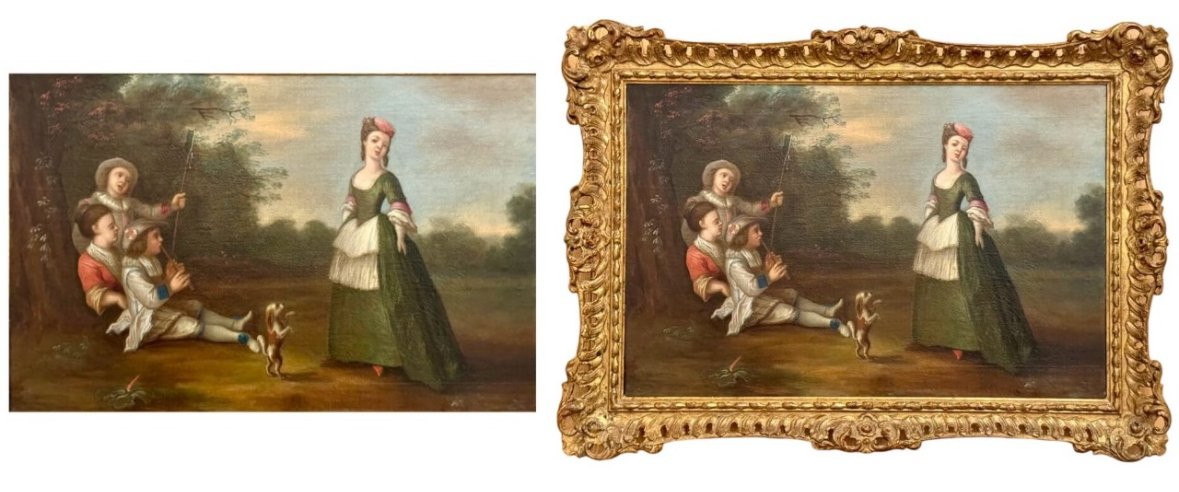 Figures In A Landscape With A Pet Dog, (xviii) Circle Of Philippe Mercier (1689-1760)-photo-3